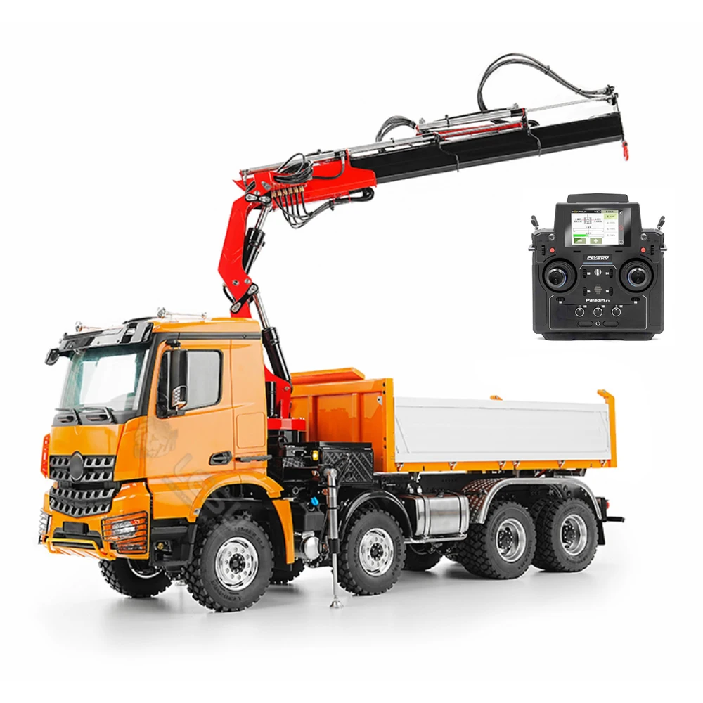 Rc Hydraulic Dump Truck 8X8 Metal - リモートコントロール油圧クレーントラック,金属モデル,pl18ev付きrtr,エンジニアリング玩具,1:14, 8x8