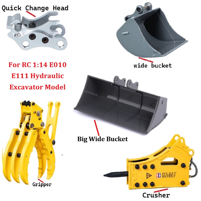 Rc Hydraulic Excavator 1/14 Metal - ダブル E EC160E 金属クイックヒッチカプラー/ビッグバケット/グリッパー/ハンマー RC 1:14